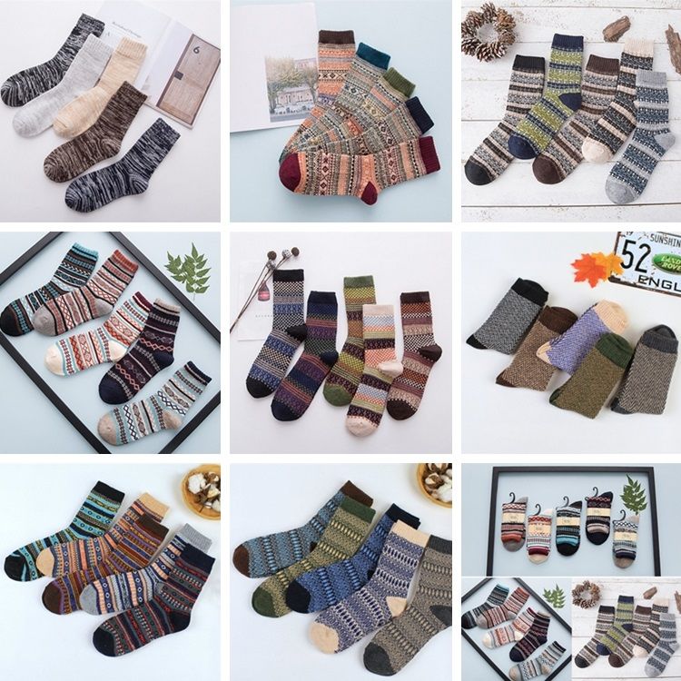Silicherry 6 Pairs Wool Socks - Men's Thermal Warm Winter Socks With Thick Pattern - View #9