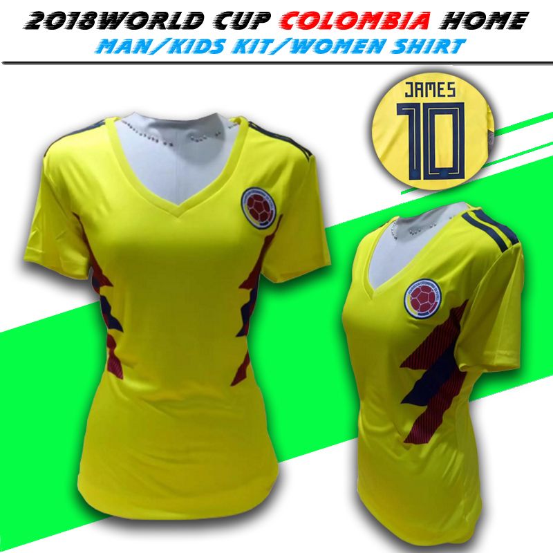 2018 Copa del Mundo Colombia Inicio Amarillo Fútbol 2018 fútbol femenino camiseta mujer niña