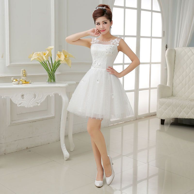 Vestido cóctel blanco para novias con mangas de gasa| INVITADISIMA Talla  Ropa 32 Categoria Colores BEIGES/BLANCOS Colores Blanco BAJO PEDIDO Bajo  pedido