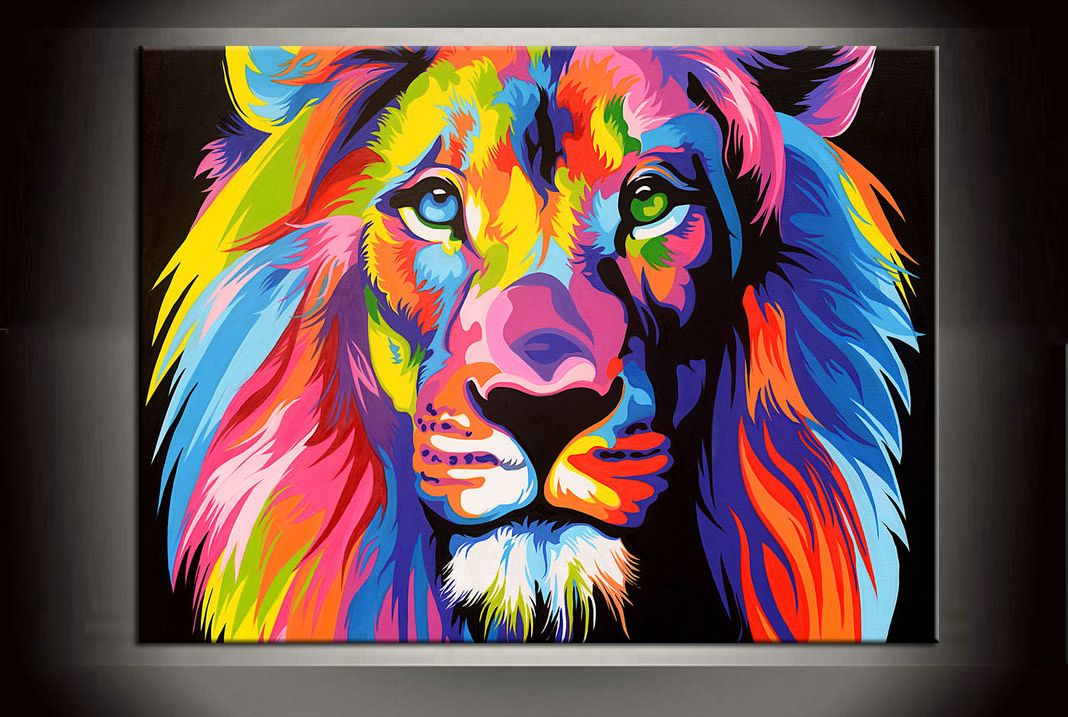 2020 Modern Gift Colour Lion Painting Pictures Abstract Art Print