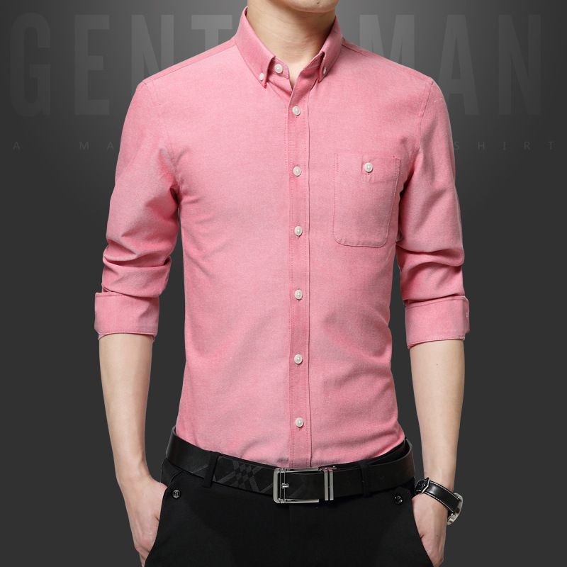 mens pink button down collar shirt