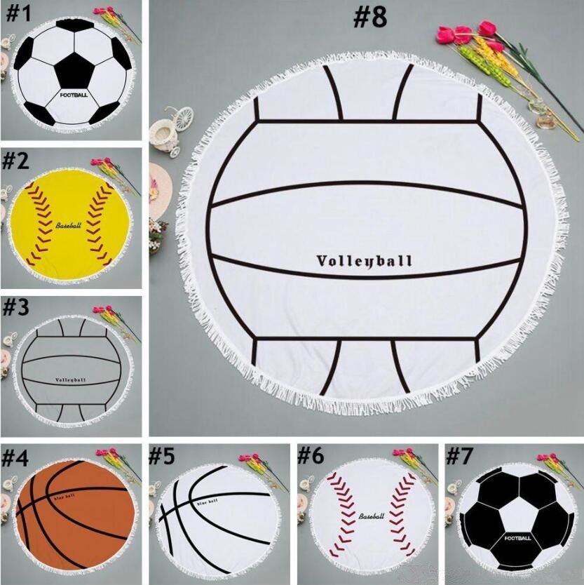Grosshandel Fussball Grosse Strandtucher Balle Drucken Mikrofaser Runde Quaste Sommer Badetuch Strandmatte Teppich 40 Stucke Von Casa 8 94 Auf