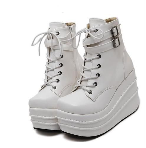 Size 35 42 Botas Mujer Plataforma 2018 Winter Womens Boots Punk Style Wedge High Heel Boots Lace Up Wedge Platform Boots From Qianduoduoduoduo, $51.43 | DHgate.Com