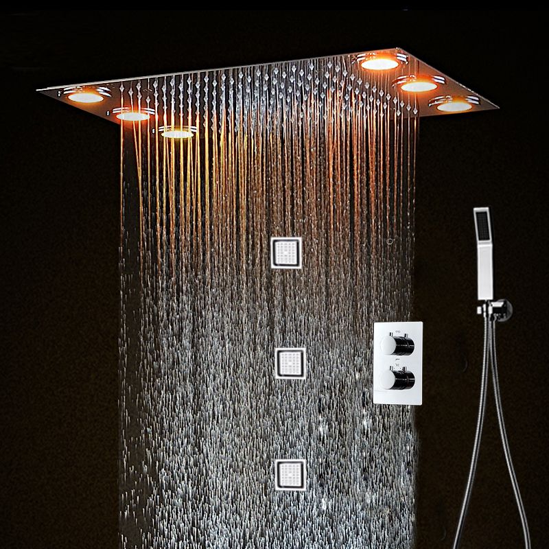 Thermostatic LED Shower Faucet Combo Set Message Body Jets W/Sprayer Mixer Tap Thermostatic LED Shower Faucet Combo Set Message Body Jets W/Sprayer Mixer Tap