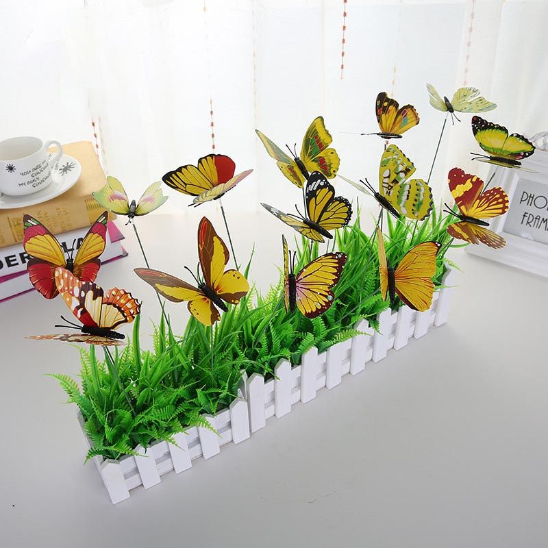 Butterflies Garden Decoration Artificial Butterfly with Rods Simulation Color