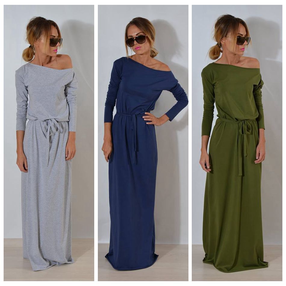 plain long sleeve maxi dress