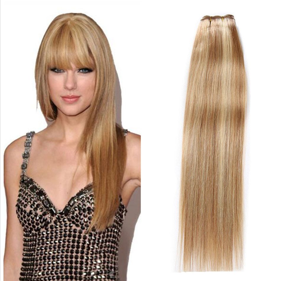 8 613 Mixed Color Chestnut Brown Blonde Piano Hair Peruvian Brazilian  Indian Virgin Hair Soft Straight Hair Extension 3Pcs/Lot