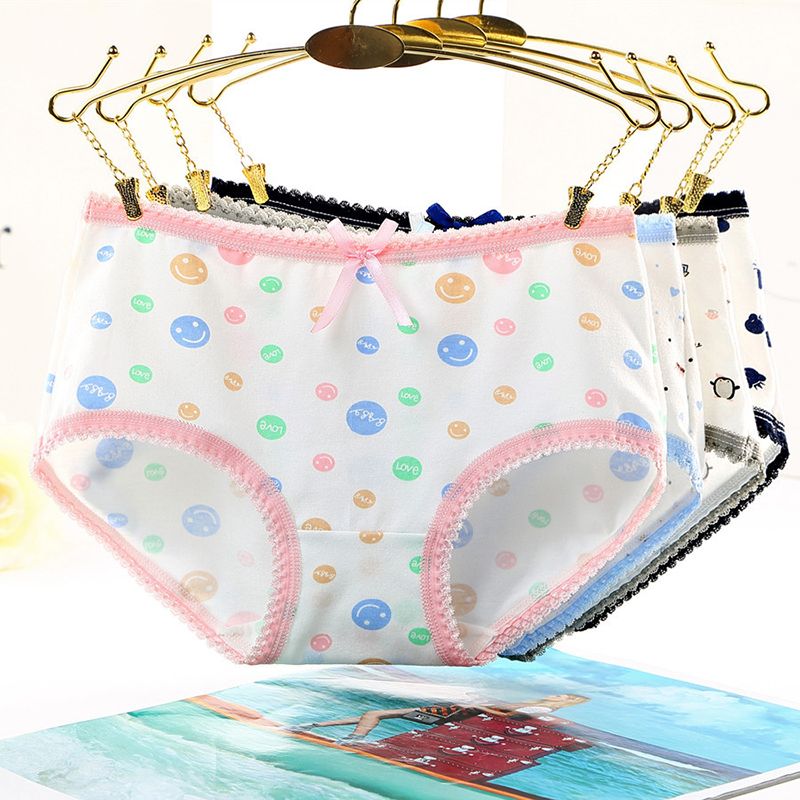 2020 Ideacherry Women Cute Printing Underwear Candy Color Sexy Lace