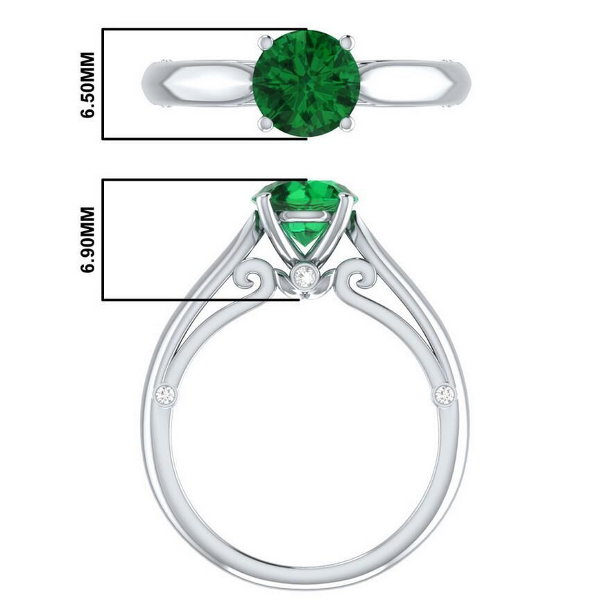 Luxury Two Tone 925 Silver Wedding Rings for Women Emerald Jewelry Size 6-10