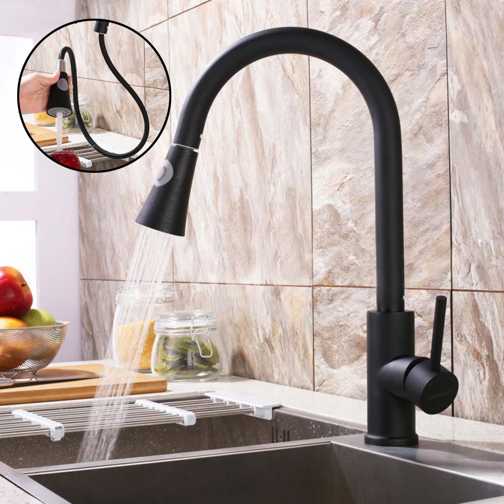 2020 Black Nickel Kitchen Faucets Oil Rubber Bronze With Pullout