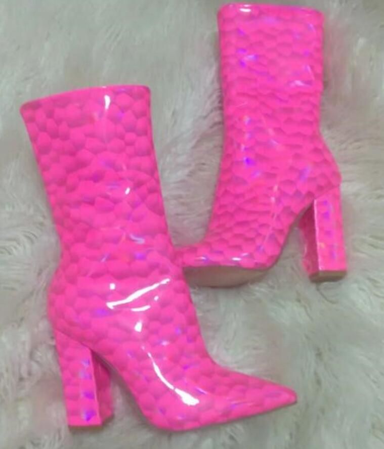 neon pink booties
