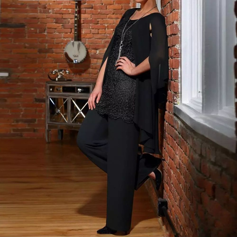 Black Mother Of The Groom Pants Suits 