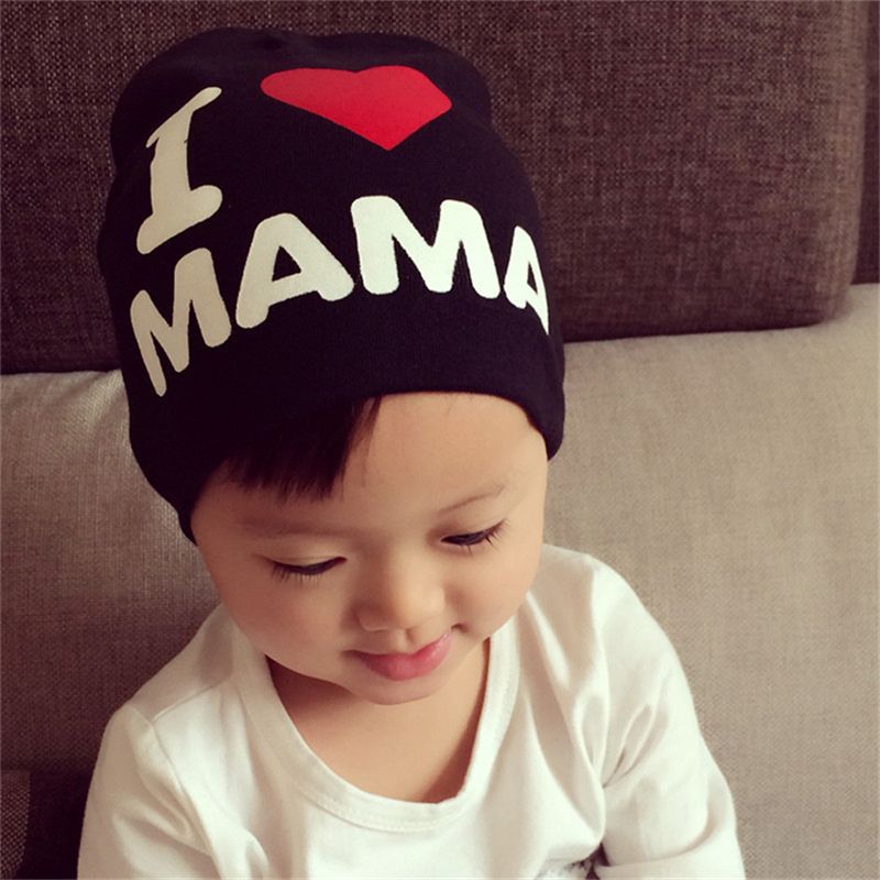 Baby Beanie Cap Boy Girl Toddler I Love Papa Mama Cotton Blend Warm Hat 4 Colors