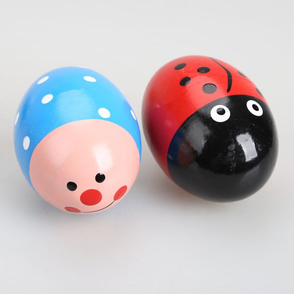 2020 Baby Wooden Egg Rattle Toy Toddler Infant Baby Rattles Wooden Music Egg Shaker Colorful