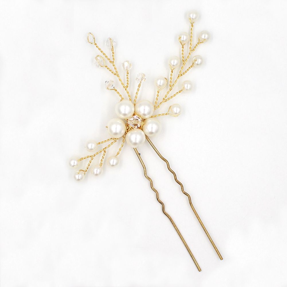 Handmade Delicate Bridal Accessories Silver And Gold Hair Pins For Wedding Rhinestone Pearl Bridal Headpieces Hair Adornments Wedding Headpiece