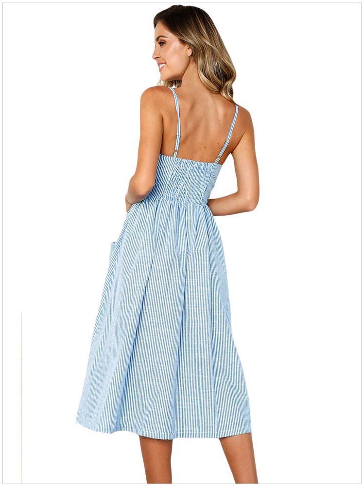 blue and white striped sundress