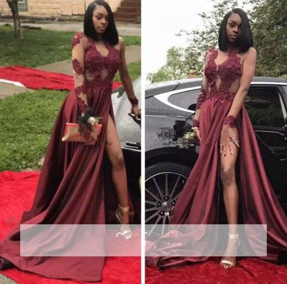 sexy burgundy prom dress