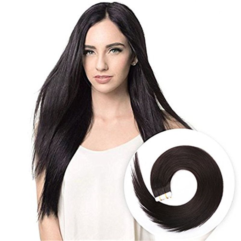 Tape in Hair Extensions Natural Black Color 1B Silky Straight Remy Hair  Seamless Skin Weft in Hair Extensions 40pcs 100g
