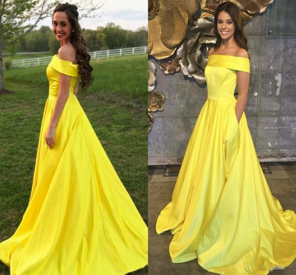 yellow prom dress with pockets