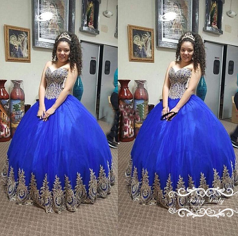 2018 azul de Cenicienta vestidos elegantes 3D-Floral Cuentas hinchada vestido de bola