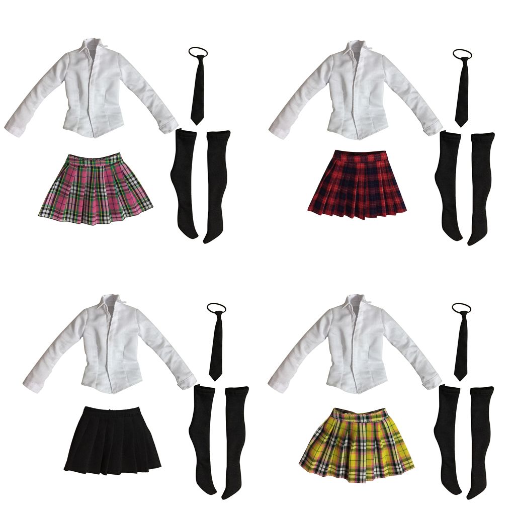 1//6 Student Uniform Shirt Skirt Set for 12/" Action Female Body Clothes Black