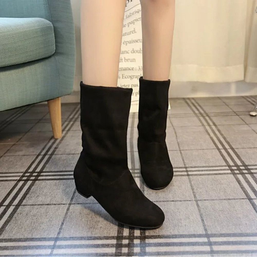 black flat winter boots