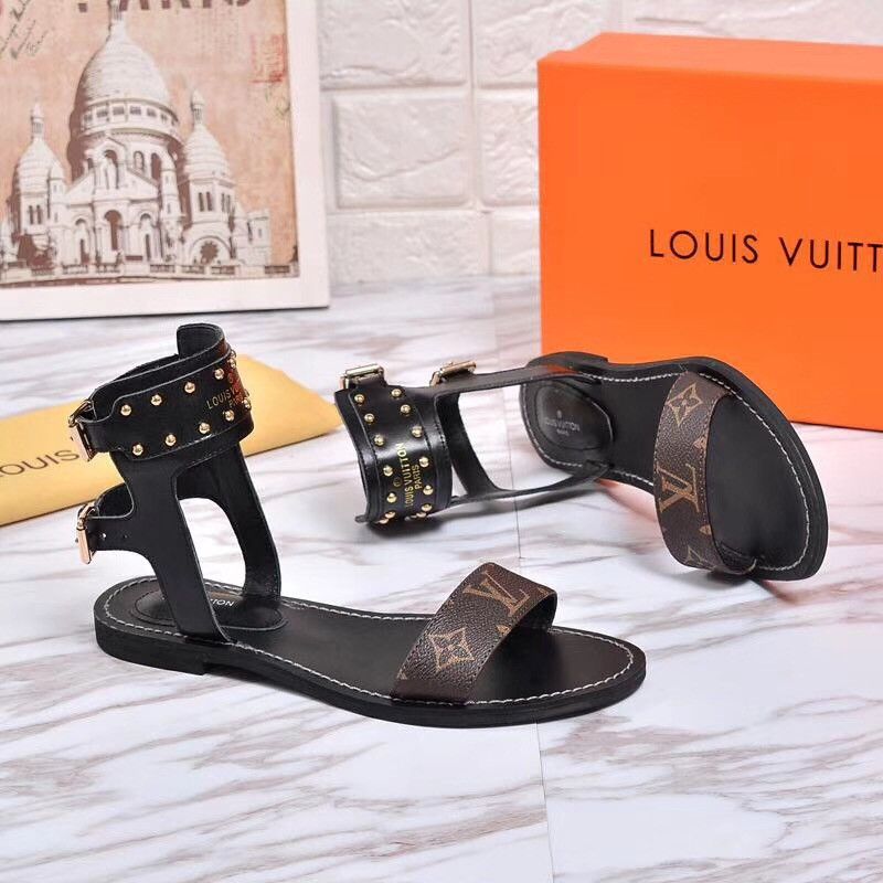 LOUIS VUITTON Mujeres Imprimir Cuero Nomad Abrigo tobillo Diseñador Suela de cuero Plana