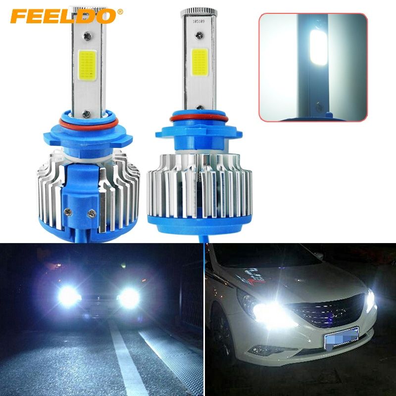 compre feeldo bright h8 h9 h11 6000k 48w 5200lm faros led para autos cob chips bombillas de luz antiniebla para autos luz de xenon con ventilador