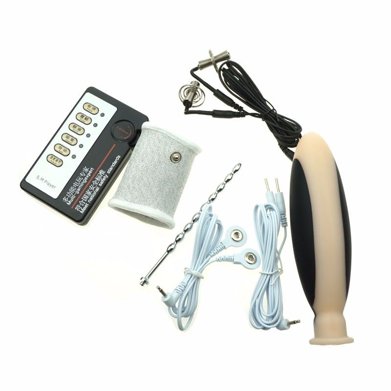 Electro Shock BDSM Bondage Torture eStim Sex Toys for Amateur Big Silicone Anal Plug Penis Ring Urethra Sound Nipple Clamps for Men Woman hq nude pic