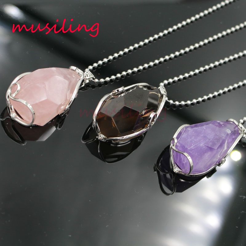 Sale Gift Wicca Wholesale Crystals Necklace 20 pcs Amethyst Water Drop