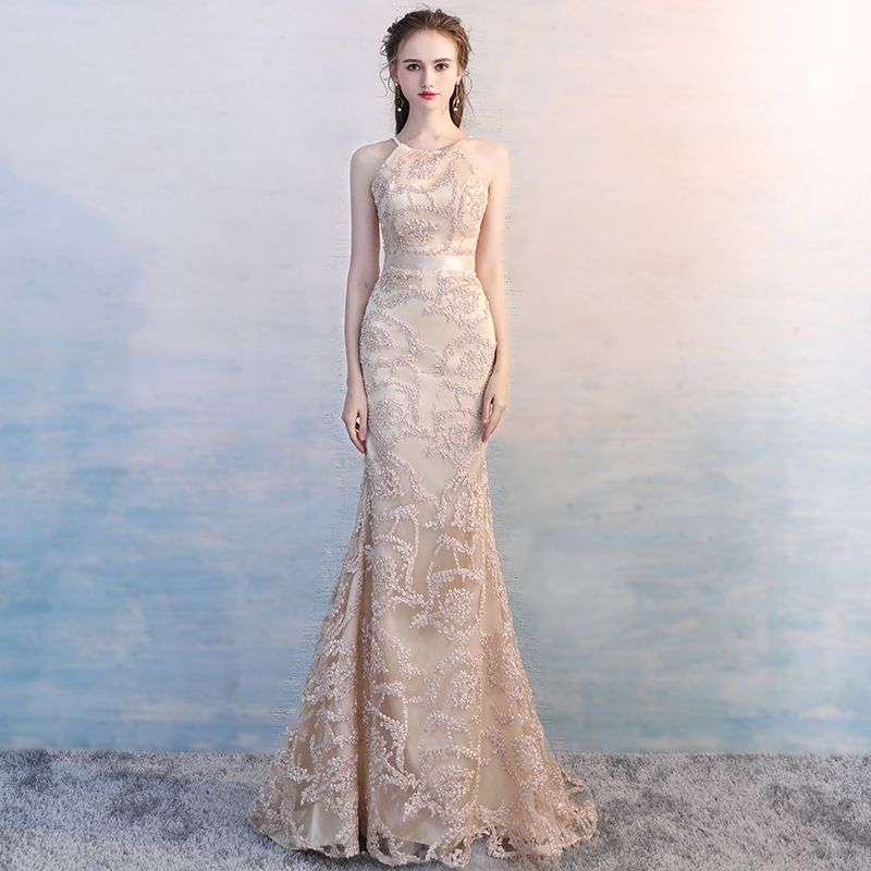 champagne lace maxi dress