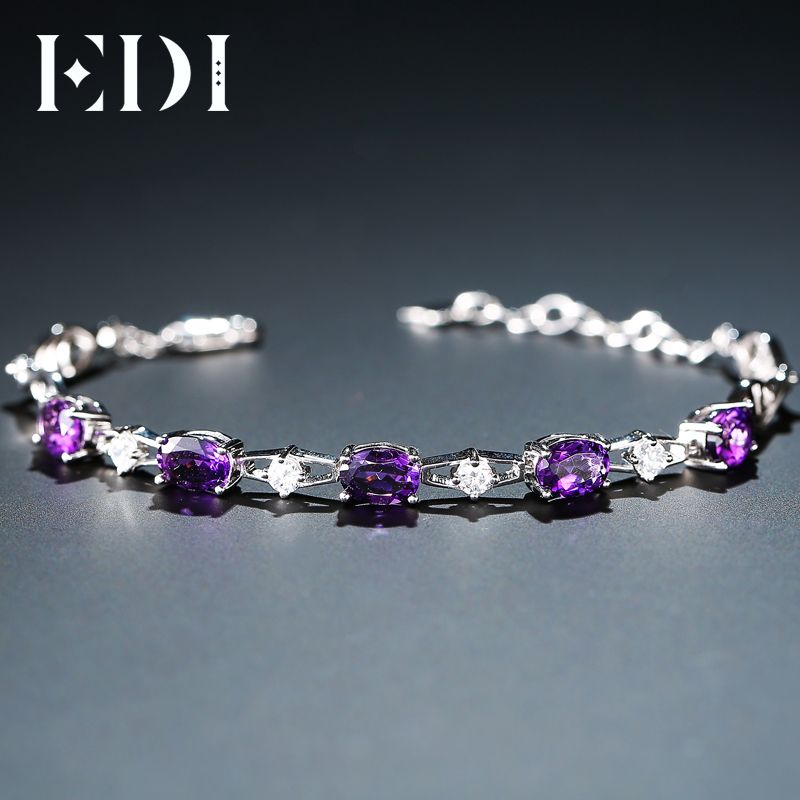 Filles Argent Sterling 925 Ovale Amethyst Ring Cadeau