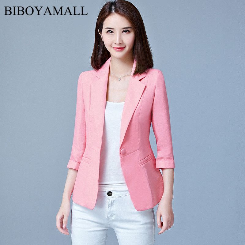 Compra Trajes De Mujer Blazers Biboyamall Women Blazer 2021 Verano Slim Top  Elegante Breasted Breasted Corta Ropa Ropa De Trabajo Femenino Talla Grande  5XL Barato | Entrega Rápida Y Calidad | Es.Dhgate