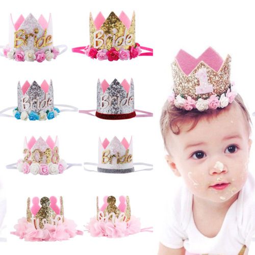1x Geburtstag Krone Blume Tiara Stirnband Baby Party Haarbänder Zubehör