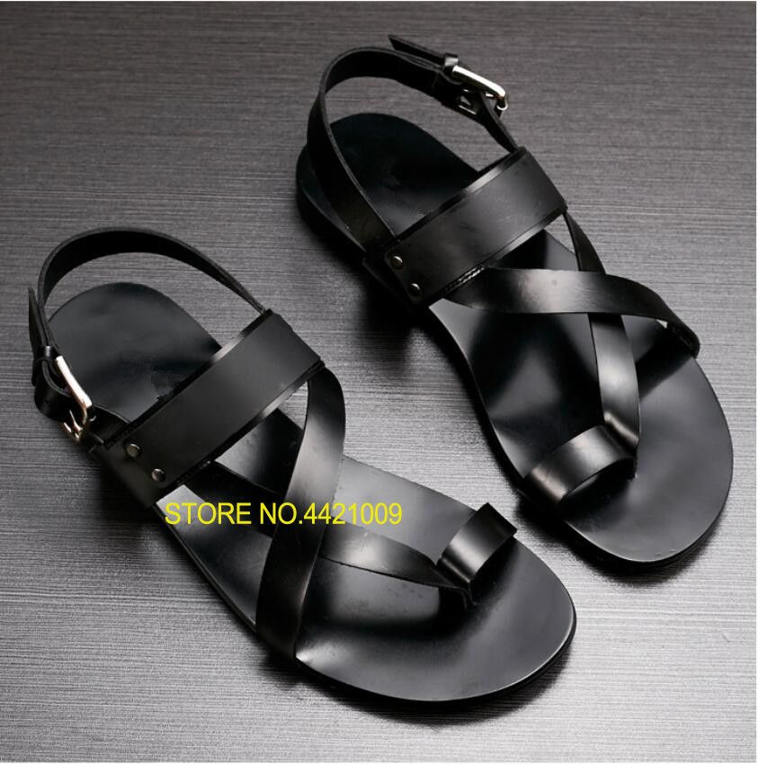 men's cross strap flip flops