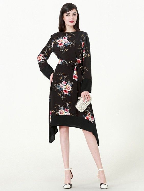 long black dress with belt