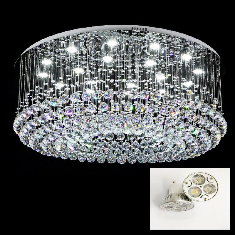 Contemporary Round Led Crystal Celling Light Rain Drop K9