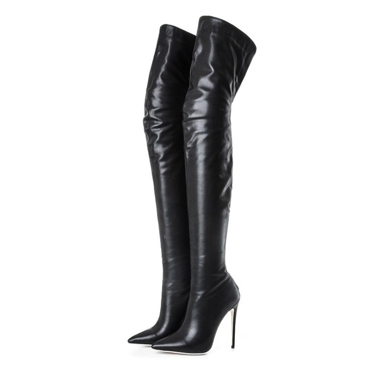 soft leather thigh high boots