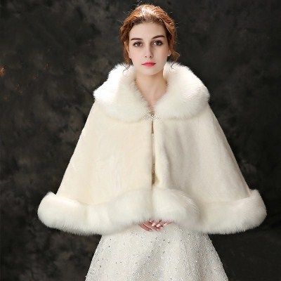 white fake fur wrap