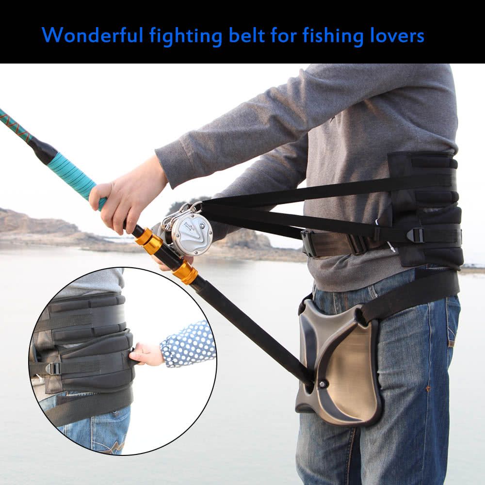 Adjustable Sea Fishing Fighting Belt Waist Belt Stand Up Fishing Rod Holder