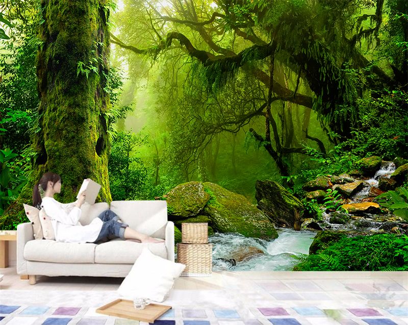 Grosshandel Benutzerdefinierte 3d Wallpaper Urwald Dschungel Natur Landschaft Baum Wandmalerei Moderne Wandmalereien Wohnzimmer Tv Hintergrund Dekoration Von Fst1688 8 67 Auf De Dhgate Com Dhgate
