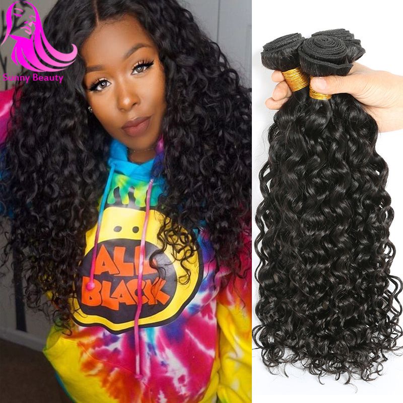Indian Virgin Hair Water Wave 4 Bundles Sunny Beauty Hair Wet