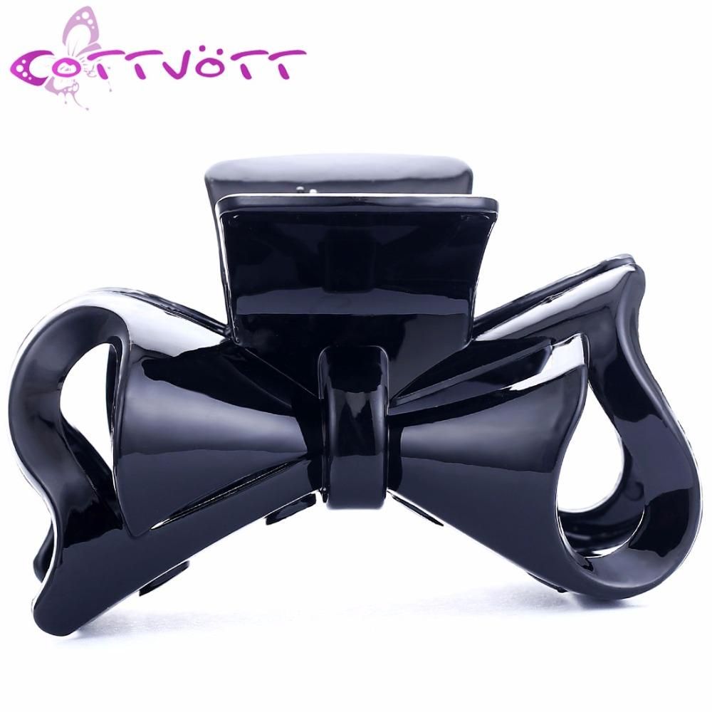 Large Solid Black Bowknot Hair Crab Jaw Clips Claws Grasp Grip