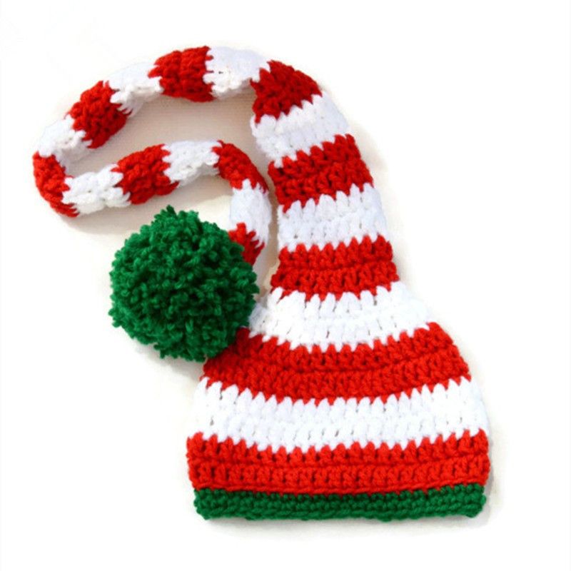 Acquistare Cappello Da Elfo Di Babbo Natale Adorabile, Cappello Da Calza Di  Natale A Forma Di Coda Di Bambino A Maglia Lavorata A Mano Alluncinetto,  Puntello Foto Neonato, Cappello A Strisce Di