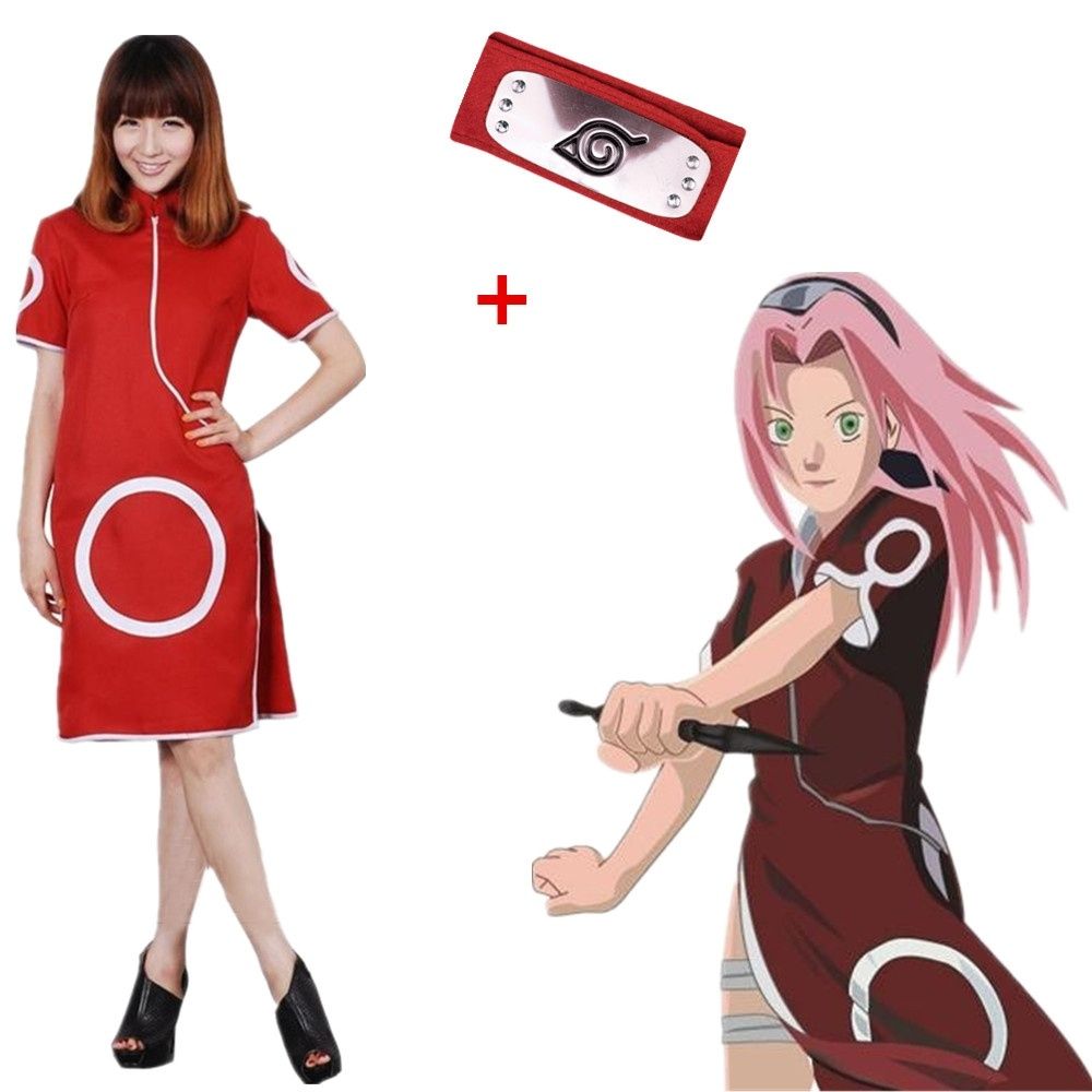 L Rouge Naruto Sakura Costumes Cosplay Cheongsam