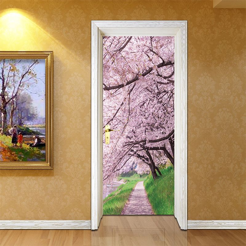 Cherry Blossoms Wall Art Mural Romantic Beautiful View Door