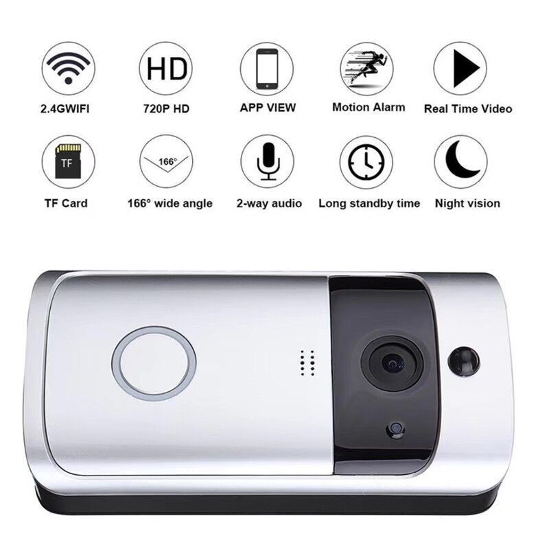 M3 Night Vision WIFI Smart Vid/éo Sonnette Vid/éo Sans Fil Portable Maison Bell Porte T/él/éphone Sans Fil Interphone Smart Home Pi/èces JBP-X