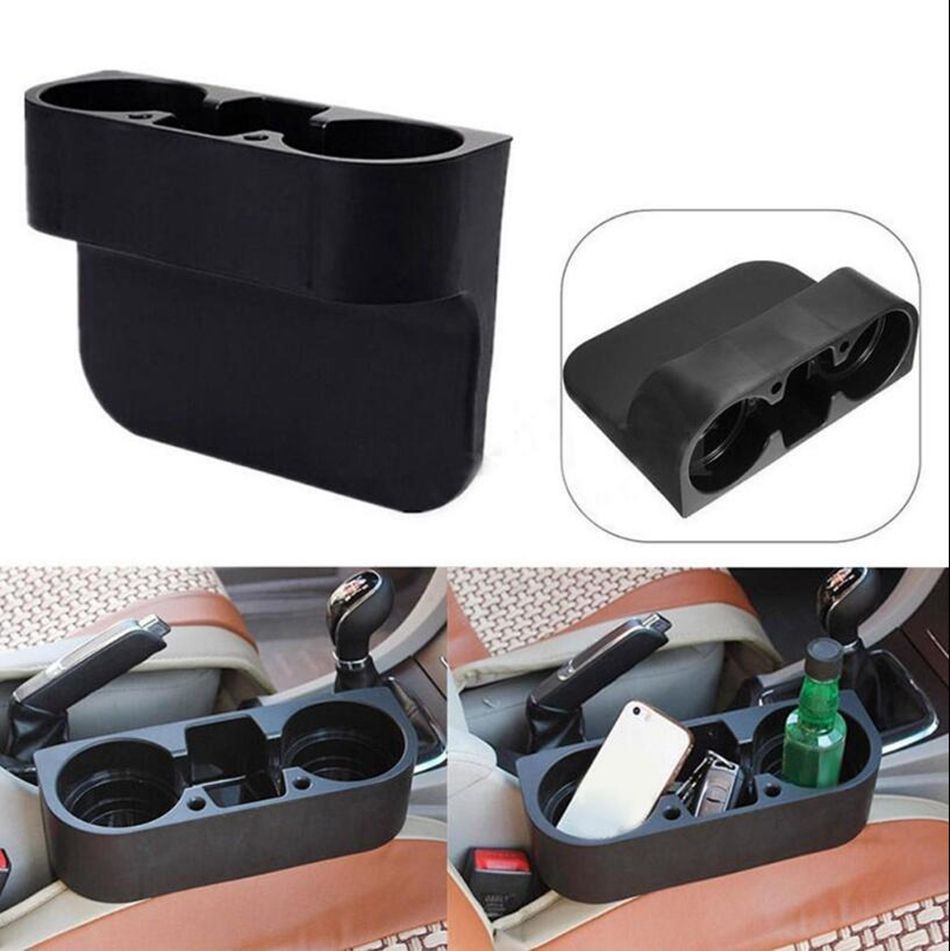 Black 2 Cup Holder Drink Beverage Seat Seam wedge Car Auto Truck Universal Mount