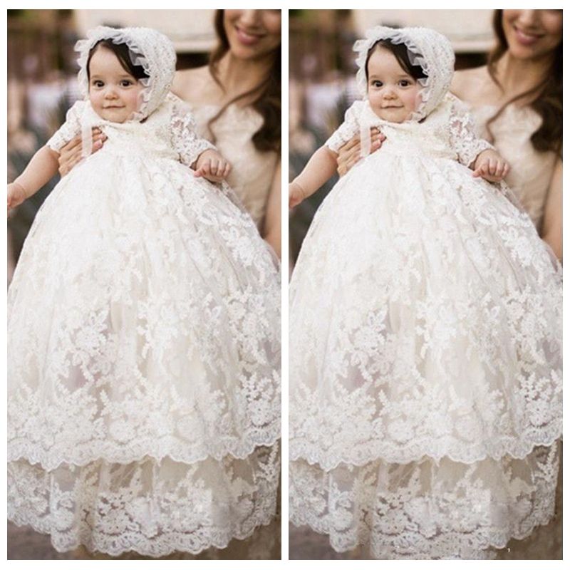 long lace christening gowns