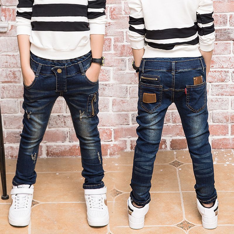 Vaqueros con cremallera para niños, los jeans visten un estilo moderno y jeans para de jeans rotos para niños, 3 5 7 8 10 11 13 14 años de edad